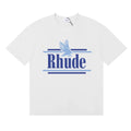 Rhude Eagle Graphic Blue Logo White Oversized T‑Shirt